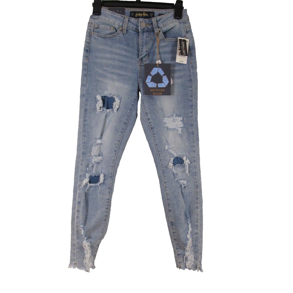 NWT Indigo Rein High Rise Distressed Skinny Jeans Light Wash Size 0 High Rise